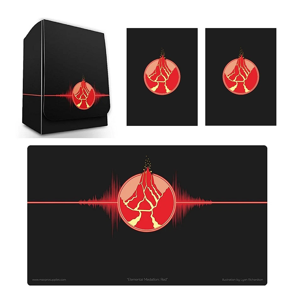 100 Double Matte Mat Sleeves Deck Protector Iconic Red Fire Deck Box Playmat MTG - Image 1 of 1