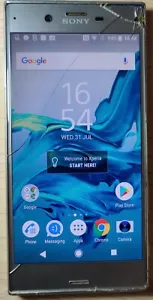 Sony Xperia XZ 32GB Silver Unlocked #931A Cracked Screen Read Description - Picture 1 of 6