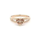 14k Diamond Heart Love Symbol Vintage Ring Yellow Gold *51