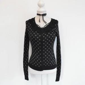 Vintage y2k 00s 2000s whimsygoth fairy moody coquette cardigan polka dot size S - Picture 1 of 6