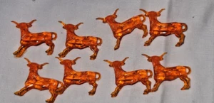 8 perchas vintage de plástico naranja longhorns vaca cóctel decoración vajilla retro - Imagen 1 de 2