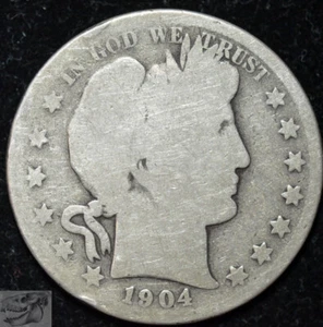 1904 S Barber Half Dollar, About Good Condition, Silver, Fast Free Ship, C5806 - Picture 1 of 2
