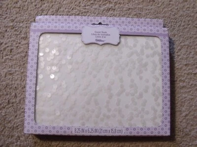 Libro de invitados Wilton aniversario boda ducha blanco con lentejuelas nuevo en caja Foto 1 de 3