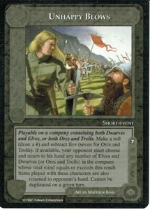 MIDDLE EARTH AGAINST THE SHADOW RARE CARD UNHAPPY BLOWS ex - Picture 1 of 1