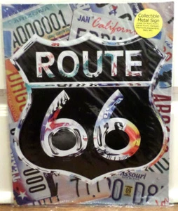 Route 66 License Plate Collage Metal Tin Advertising Sign - Picture 1 of 1