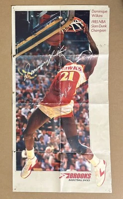 1985 Slam Dunk Champion Autographed Dominique Wilkins Brooks Shoes Promo Poster - Image 1 of 4