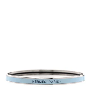 New HERMES Uni Bangle, Blue Enamel On Palladium Sz 65cm Birkin - Picture 1 of 3