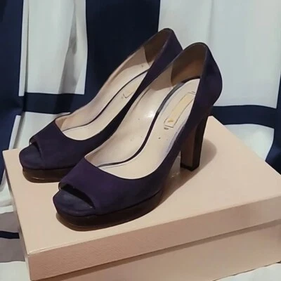 PRADA 平台露趾高跟鞋双色紫色/棕色 37 码 — 第 1/4 张图片