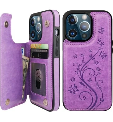 iPhone 13 Pro (6.1) Case Wallet with Card Holder NEW Purple - Image 1 of 4