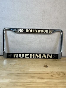 NORTH HOLLYWOOD RUEHMAN BMW  Vintage Dealer Chrome Aluminum License Plate Frame - Picture 1 of 14