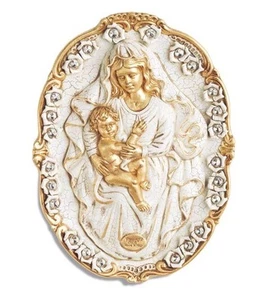GEMÄLDE WANDBILD MADONNA KIND MUTTERSCHAFT KERAMIK BLATTGOLD - Bild 1 von 1
