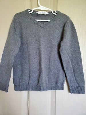 Suéter gris tejido cuello en V talla 4-6T algodón H&M niño pequeño Foto 1 de 4