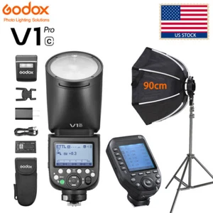 US Godox V1Pro-C 2.4 TTL Flash+XProII-C Trigger+90cm Octagon Softbox For Canon - Picture 1 of 17