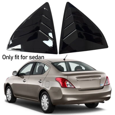 Cubierta de persiana de ventana trasera negra brillante ABS de 2 piezas para Nissan Versa 2013-2018 Foto 1 de 4