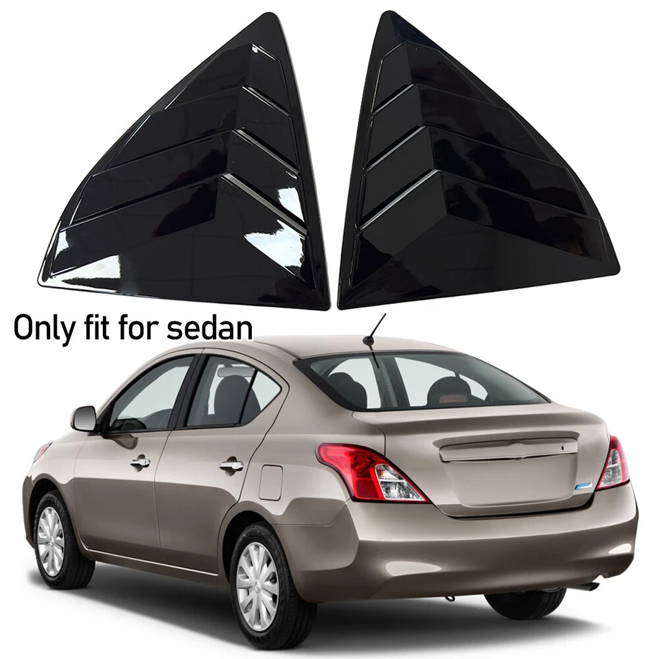 Cubierta de persiana de ventana trasera negra brillante ABS de 2 piezas para Nissan Versa 2013-2018 Foto 1 de 4