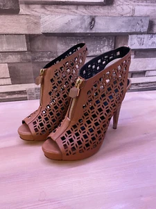 Pierre Hardy brown leather laser cut out zip detail booties | Size EU37.5 UK4.5 - Picture 1 of 10