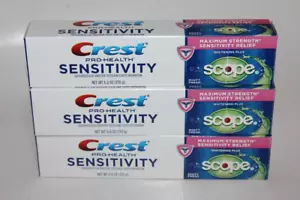 LOT (3) CREST PRO-HEALTH SENSITIVITY WHITENING SCOPE TOOTHPASTE 6 OZ 9/26-12/26 - Picture 1 of 1