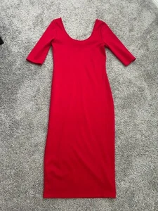 Alloy Apparel Tall rot tailliert Midi U-Ausschnitt Kleid Größe Medium - Bild 1 von 6