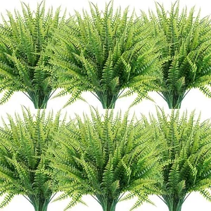 Plastic Lifelike Artificial Fern Foliage Bush Plants Indoor outdoor Decor US - Picture 1 of 12