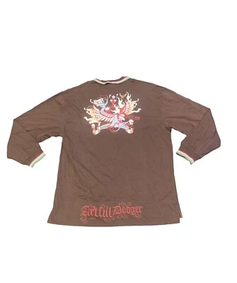 Artful Dodger Para Hombres 2XL Polo Marrón Bordado Manga Larga Ropa de Calle Foto 1 de 4