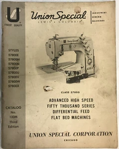 UNION SPECIAL CLASS 57800 ADJUSTING INSTRUCTIONS & PARTS BOOK THIRD EDITION - Picture 1 of 2