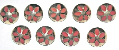 9 Botones Florales Tallados Vintage 15/16" Metal y Plástico Tallado ¡Encantador Naranja! Foto 1 de 4