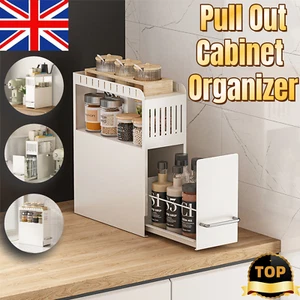Under Sink Storage Organiser Shelf Spice Rack Pull Out Drawer Kitchen 2 Tier NEW - Picture 1 of 8