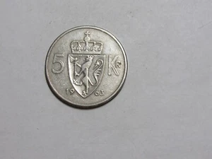 Old Norway Coin - 1963 5 Kroner - Circulated - Picture 1 of 2