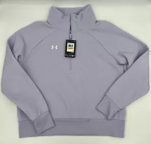 Under Armour Rival Fleece Textured Women 1/2 Zip Jacket Size S Salt Purple NEW - Picture 1 of 6