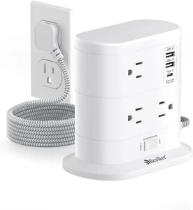 10-in-1 Tower Surge Protector Power Strip with 3 USB Ports & 5ft Extension Cord - Picture 1 of 12