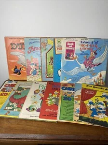 Vintage Childrens Records Lot 12 Walt Disney Donald Duck Smurfs Mother Goose - Picture 1 of 13