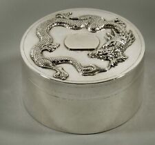 Chinese Export Silver Dragon Box c1890 SIGNED