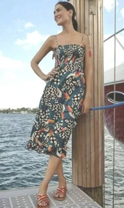 Anthropologie New Farm Rio Toucan Birds Shirred Smocked Tiered Dress Size M NWT - Picture 1 of 4