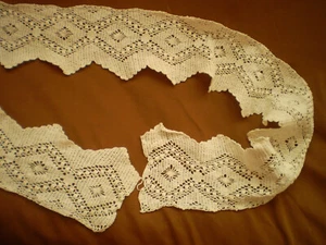Vintage 1930s Rare handmade lace White strip - Picture 1 of 6
