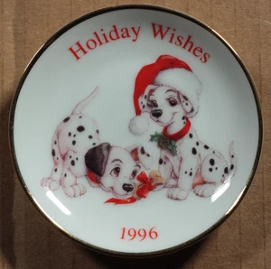 Vintage 90s 101 Dalmatians Holiday Wishes 1996 Plate Ornament Hallmark Disney - Picture 1 of 2