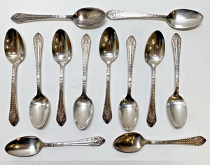 1847 Rogers Bros IS MARQUISE Silver Plate Art Deco Fruit/Citrus Spoons SET of 12 - Picture 1 of 9