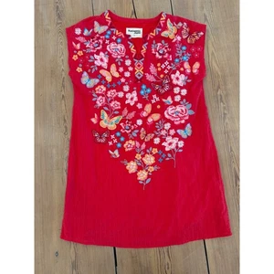 Savanna Jane Womens Red Floral Butterfly Embroidered V Neck Cap Sleeve Dress S - Picture 1 of 6