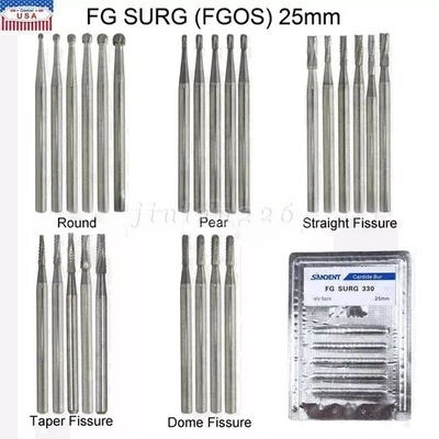Dental Surgical Burs Round Long 4 556 557 558 330 Carbide Burr High Speed 25mm - Image 1 of 4