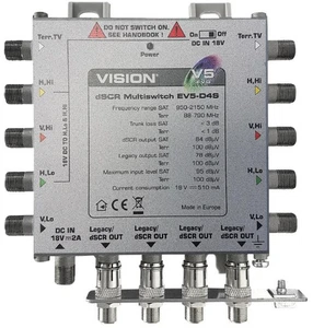 EV5-D4S dSCR Cascade Multiswitch, 4 Outputs, Mains & Line Powered - VISION - Picture 1 of 2