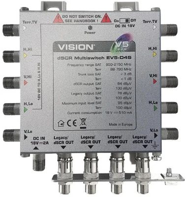 EV5-D4S dSCR Cascade Multiswitch, 4 Outputs, Mains & Line Powered - VISION - Image 1 of 2