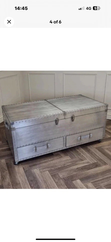 Silver Wooden Wine Cabinet & Coffee Table | Living Room Tables trunk style bar  - Image 1 of 4