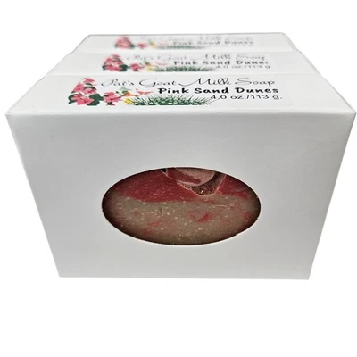 Lot of 3 Goat Milk Soap Handmade in Small Batches 4 Oz. Bars Pink Sand Dunes  - Image 1 of 3