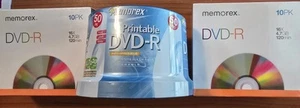 Memorex DVD-R/16x/4.7GB/120min-10 Pk w/Cases(x2), 50 Pk Spindle(x1)-All Sealed - Picture 1 of 2