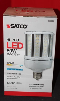 Satco 80w Hi-Pro LED HID Replacement 4000K Mogul Base  100V-277V S39395 AO468770 - Image 1 of 4