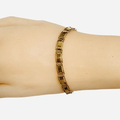 Brazalete de eslabones Aurafin oro amarillo 14K unisex Italia 12,4 gramos Foto 1 de 4