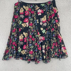 Falda Lauren Ralph Lauren Mujer 18W Plus Negra Multi Floral Godet Debajo de la Rodilla Nueva con Etiquetas - Imagen 1 de 11
