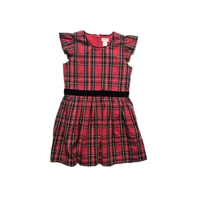 Crewcuts Dress Girls 6 Red Plaid Tartan Ruffle Sleeveless Holiday Family Photos - Image 1 of 3