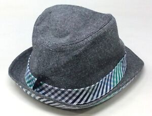 New Era Mens Grey Soft Top Fedora Hat Casual Fedora Plaid Lined Size Large