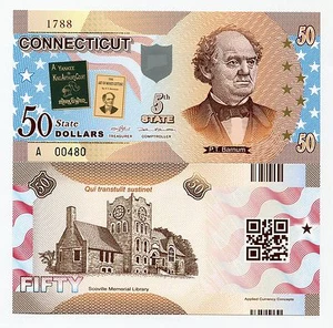 United States Connecticut 50 State Dollars 2014 Polymer BARNUM Fantasy Banknote - Picture 1 of 1