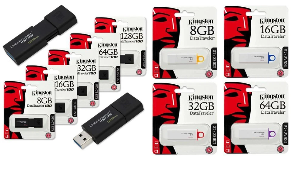 KINGSTON Pendrive DT100G3 16GB 32GB 64GB 128GB USB 3.0 Chiavetta Memoria G4 DATA - Immagine 1 di 1